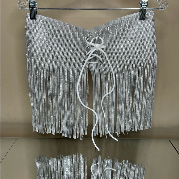 Ciao Adirana Rhinestone Silver Corset Belt - Picture 7 of 16